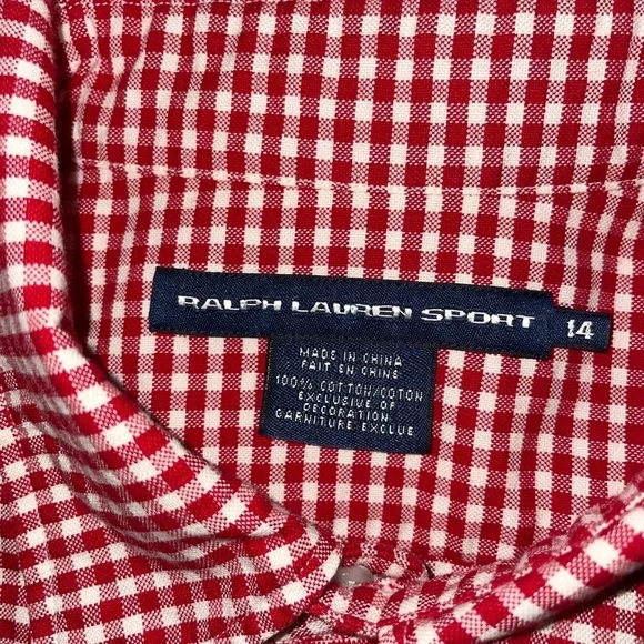 Vintage 90s Ralph Lauren Sport Checked Button Down Polo Shirt - Picture 3 of 5